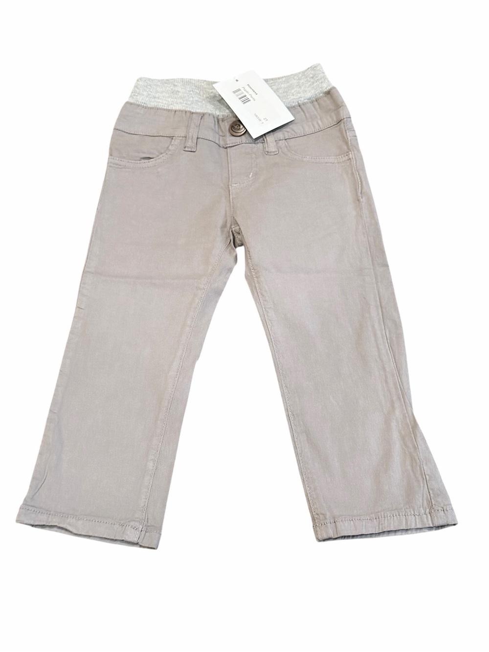 Hoonana, Beige Pull-On Straight-Leg Khaki Pants, Size 2T